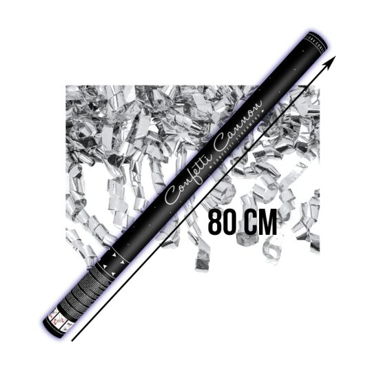 CONFETTI CANNON 80CM SILVER STREAMER FOIL 6244